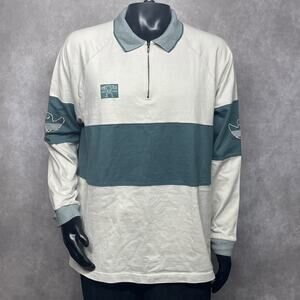 Adidas Mens L Shmoofoil Heavyweight Rugby Long Sleeve Shirt Alumina Beige Green